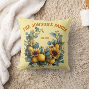 Coussin Fleurs de soleil et citrons d'automne Décor famili