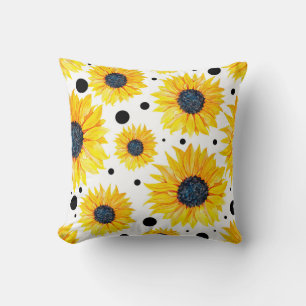 Coussin Fleurs de soleil jaunes Motif Arrière - plan blanc