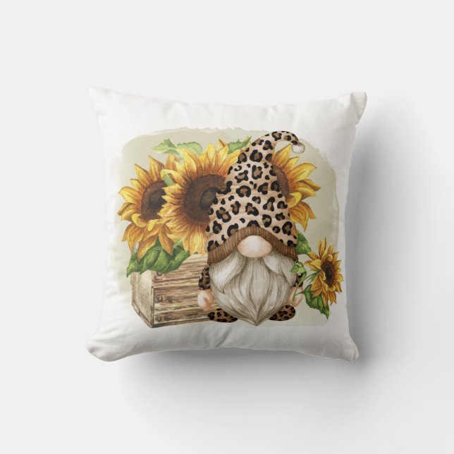 Coussin Fleurs de soleil léopard Gnome (Recto)