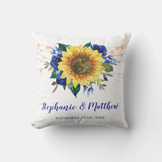Coussin Fleurs de soleil rustiques Bleu Lumières Florales (Recto)