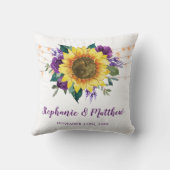 Coussin Fleurs de soleil rustiques violet lumières florale (Verso)