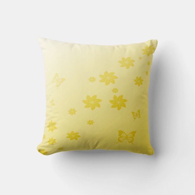 Coussin Fleurs de soleil sur papillons (Recto)