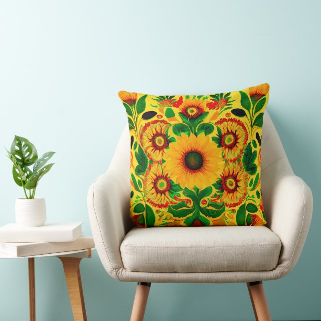 Coussin Fleurs de soleil ukrainiennes (Chaise)