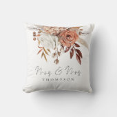 Coussin Fleurs de Terracotta Mme Mme Nom Jeunes mariés (Recto)