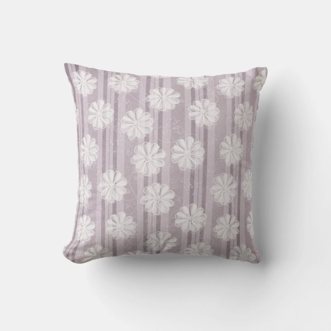 Coussin Fleurs de toile lilas de rayure (Recto)