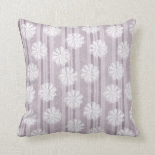 Coussin Fleurs de toile lilas de rayure