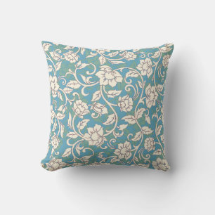 Coussin Fleurs de torrents jaunes et bleues