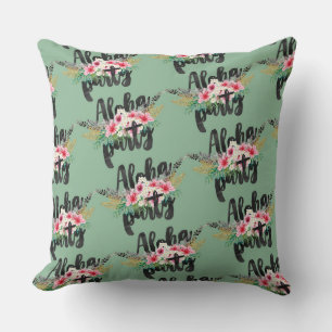 COUSSIN FLEURS DE TROPICAL HIBISCUS ROSE ET BLANC