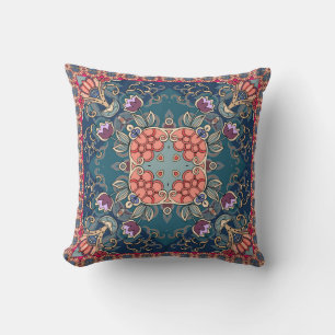 Coussin Fleurs de tulipe Lilac, cadre fleuri ornemental.