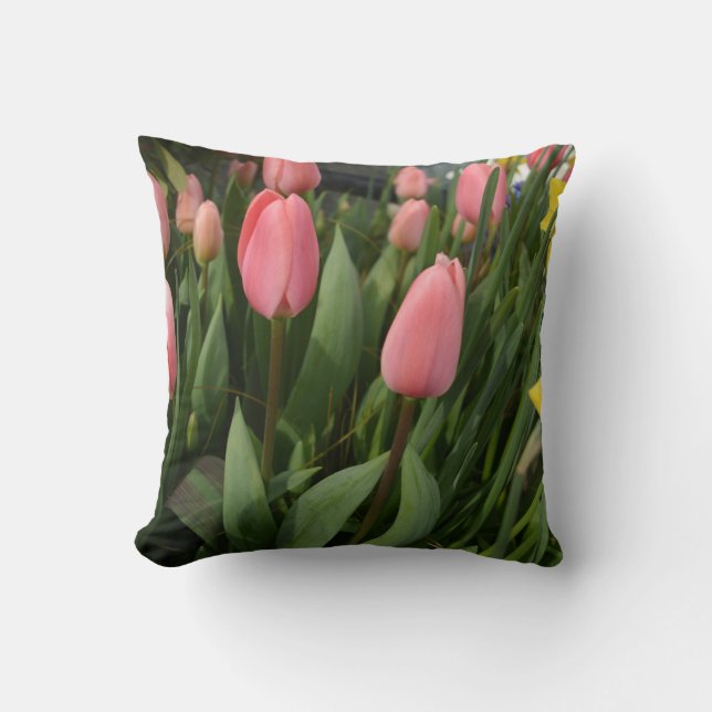 Coussin Fleurs de tulipe rose printemps (Recto)