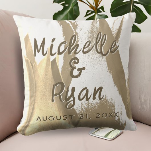 Coussin Fleurs de tulipes d'or Mariage floral Keepsaké