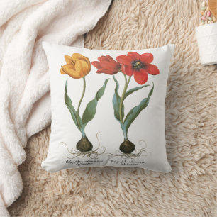 Coussin Fleurs de tulipes printanières vintage par Basiliu