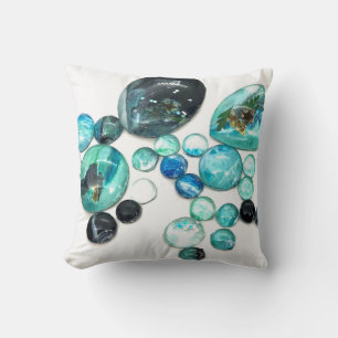 Coussin Fleurs de verre de mer et bling