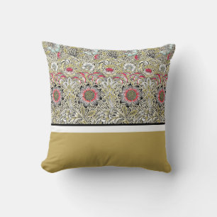 Coussin Fleurs de William Morris Rouge Jaune noir