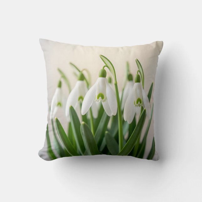 Coussin Fleurs délicates de perce-neige de printemps (Recto)