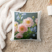 Coussin Fleurs délicates rose bleu (Couverture)