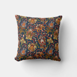 Coussin Fleurs dessinées à la main : Motif coloré de la ma
