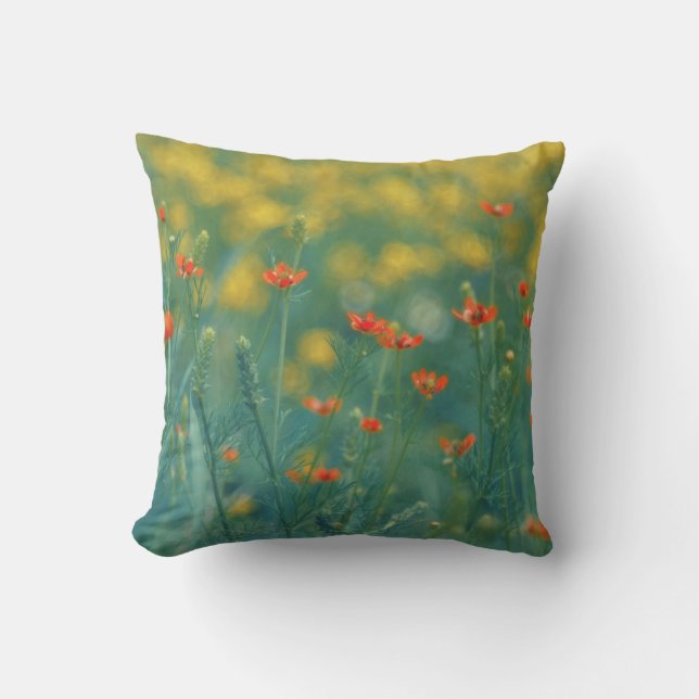 Coussin Fleurs d'été (champ floral) (Fleurs rouges) (Recto)