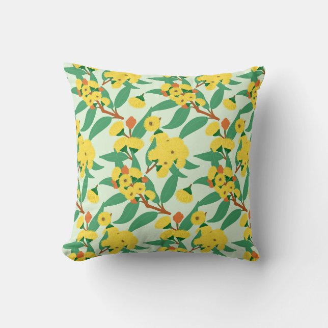 Coussin Fleurs d'eucalyptus jaune (Recto)