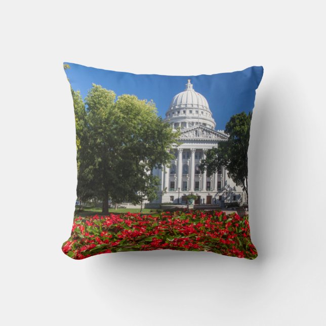 Coussin Fleurs devant le bâtiment du Capitole d'État (Recto)