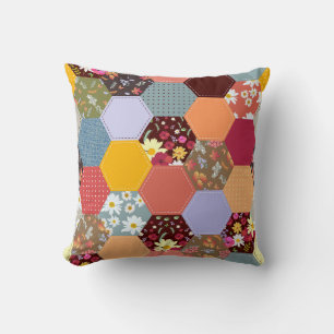 Coussin Fleurs d'hexagone colorées Design de revêtement
