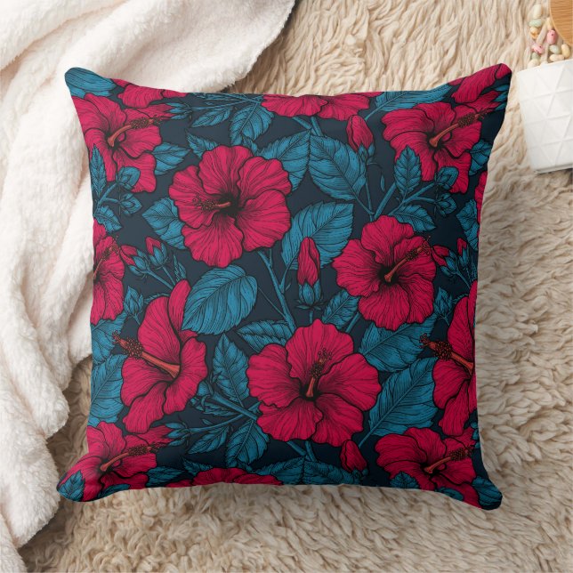 Coussin Fleurs d'hibiscus rouges (Couverture)