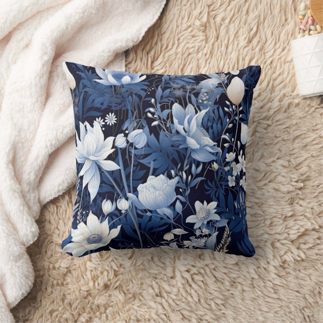 Coussin Fleurs d'hiver bleu Dusty (Couverture)
