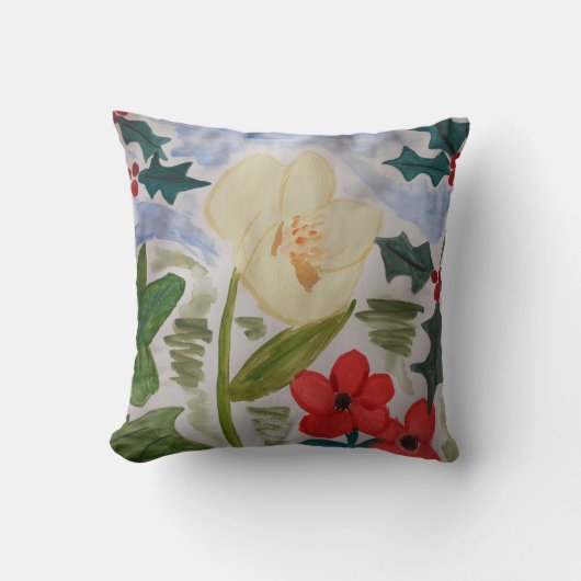 Coussin Fleurs d'hiver & Holly (Recto)