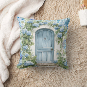 Coussin Fleurs d'hortensia aquarelle