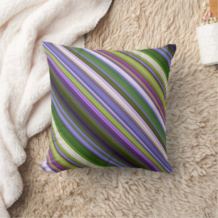 Coussin Fleurs d'Iris violettes et rayures vertes et carre
