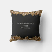 Coussin Fleurs d'or de luxe Elégant Chic Classy Noir (Verso)
