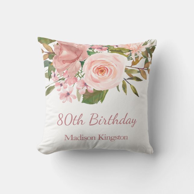 Coussin Fleurs d'or rose Fleurs d'or femmes 80e anniversai (Recto)