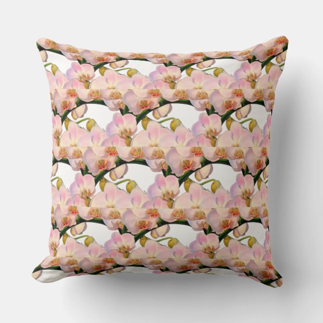 Coussin Fleurs d'orchidées élégantes sur fond blanc (Recto)