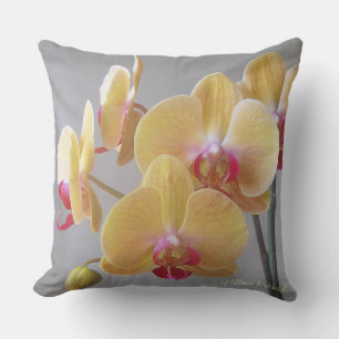 Coussin Fleurs d'orchidées jaunes