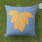 Coussin Fleurs dorées sur fond bleu barbeau (Herbe)