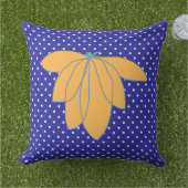 Coussin Fleurs dorées sur points blancs bleus (Herbe)