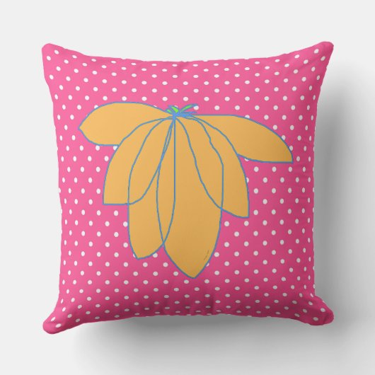 Coussin Fleurs dorées sur points blancs roses (Verso)