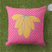 Coussin Fleurs dorées sur pois blancs roses (Herbe)