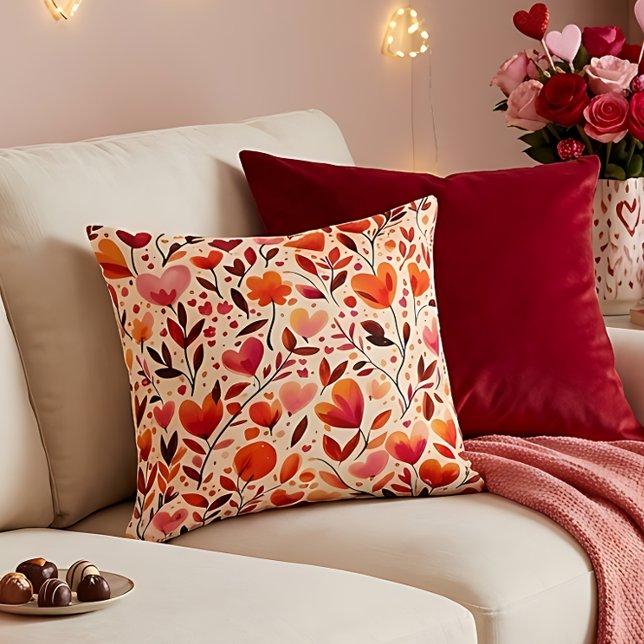 Coussin Fleurs du cœur : Saint-Valentin (Créateur téléchargé)
