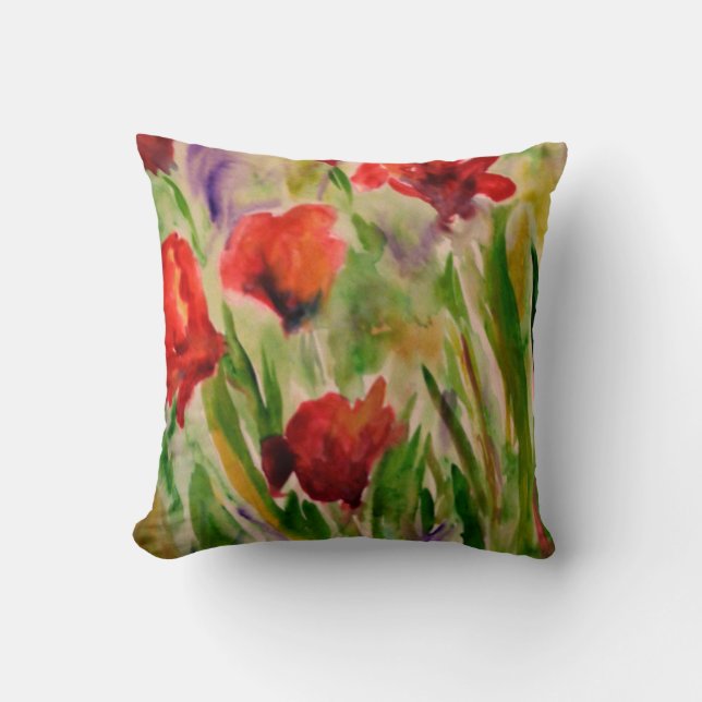 Coussin Fleurs du jardin de fleurs Aquarelle Florale (Recto)