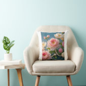 Coussin Fleurs élégantes rose pâle avec perles (Chaise)