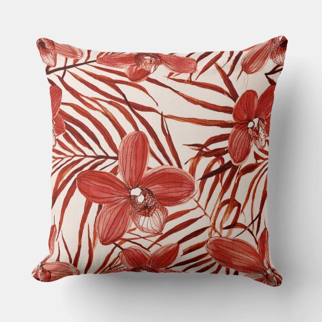 Coussin Fleurs en motif rouge (Recto)