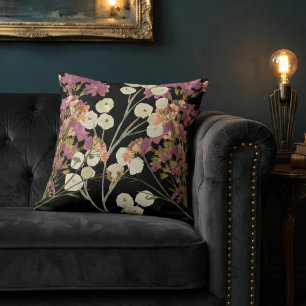 Coussin Fleurs en papier pressé vintage foncé