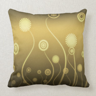Coussin Fleurs en tourbillon doré et brun