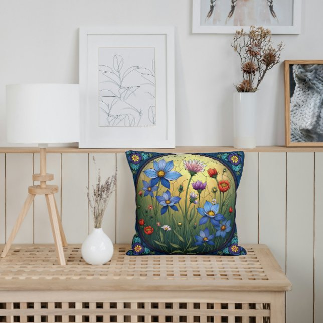 Coussin Fleurs en Verre Coloré (Créateur téléchargé)