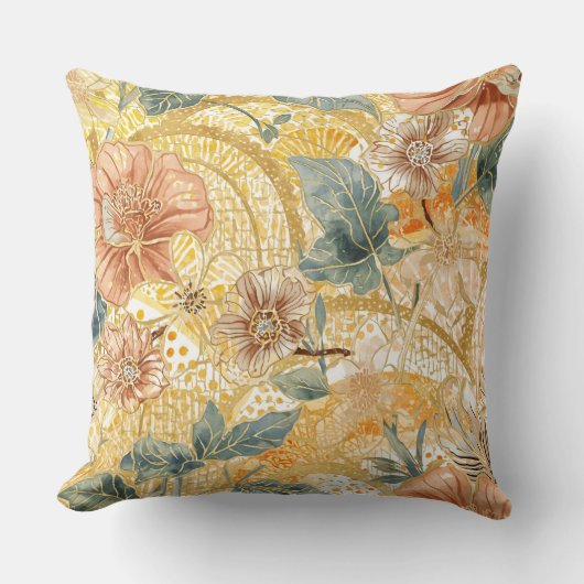 Coussin Fleurs Épanouies et Art de Design de Pêche Jaune (Recto)
