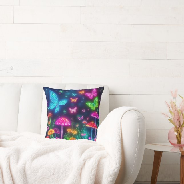 Coussin Fleurs et champignons Fairycore-Papillons (Canapé)