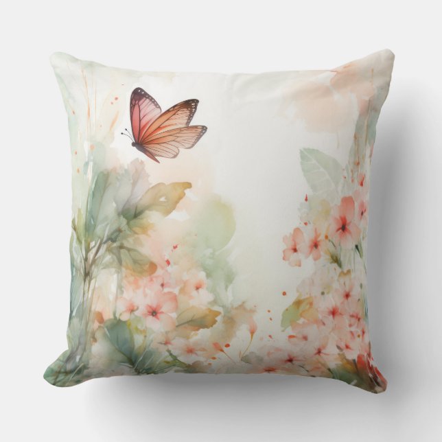 Coussin Fleurs et papillon (Recto)