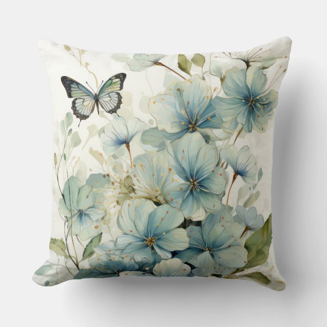 Coussin Fleurs et papillon (Recto)