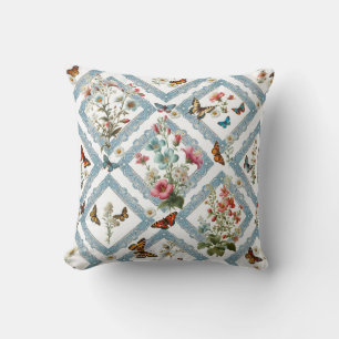 Coussin Fleurs et papillons